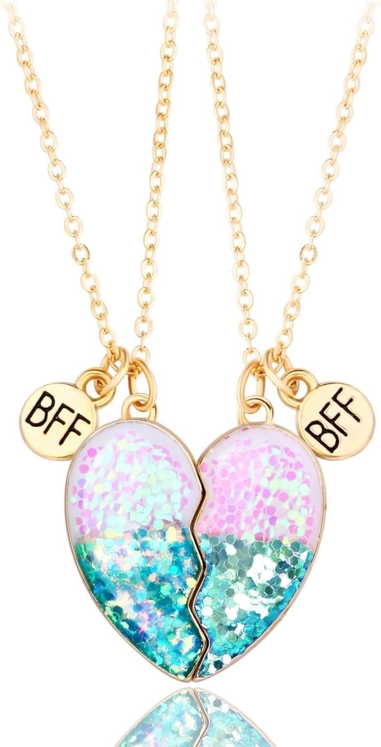 Lezmoii Friendship Necklace Best Friend Necklace Matching Magnetic Unicorn Mermaid BFF Necklace for 2 Girls Friendship Gifts - Image 1